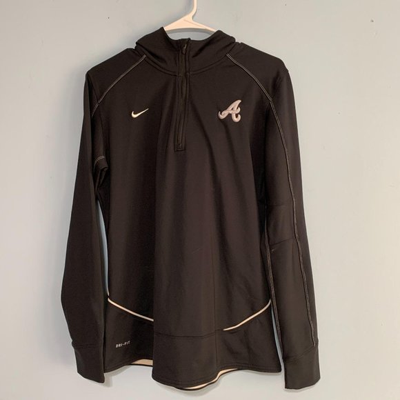 Nike Black Braves Dri-Fit Quarter Zip Hoodie M - Picture 1 of 6
